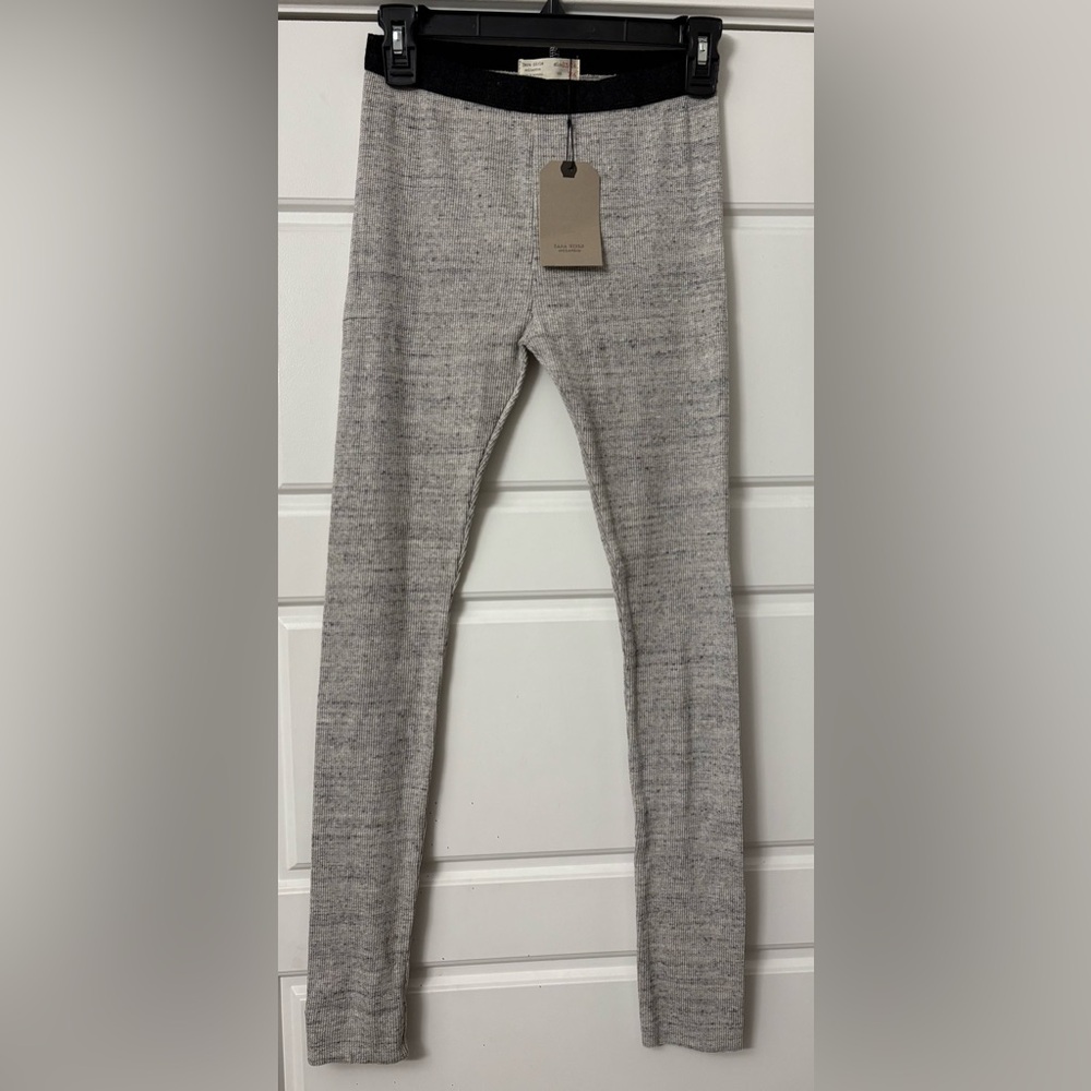 (A8) NWT Zara Girls Gray Black Heather Thermal Leggings Bottoms Long Johns 13 14